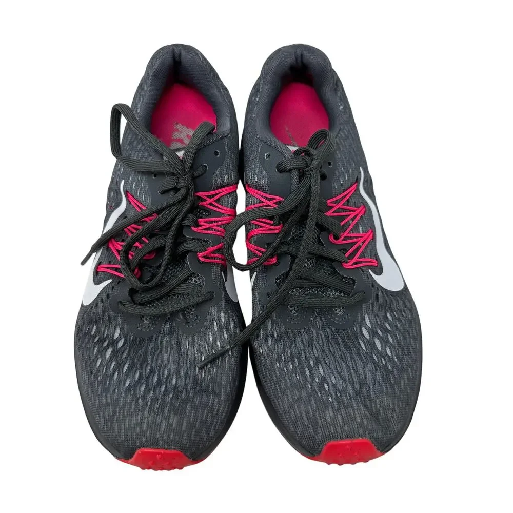 Nike Zoom Winflo 5 Running Sneakers Womens Size 7.5 Dark Gray Pink Lace Up